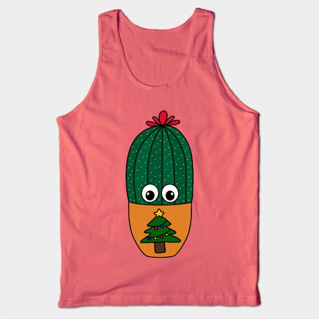 Cute Cactus Design #317: Cactus In Christmas Tree Pot Tank Top by DreamCactus
